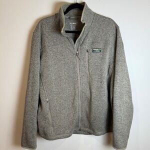 LLBean Mens Fleece Full Zip Jacket‎ Speckled Gray XL REG Warm Outdoor Layer